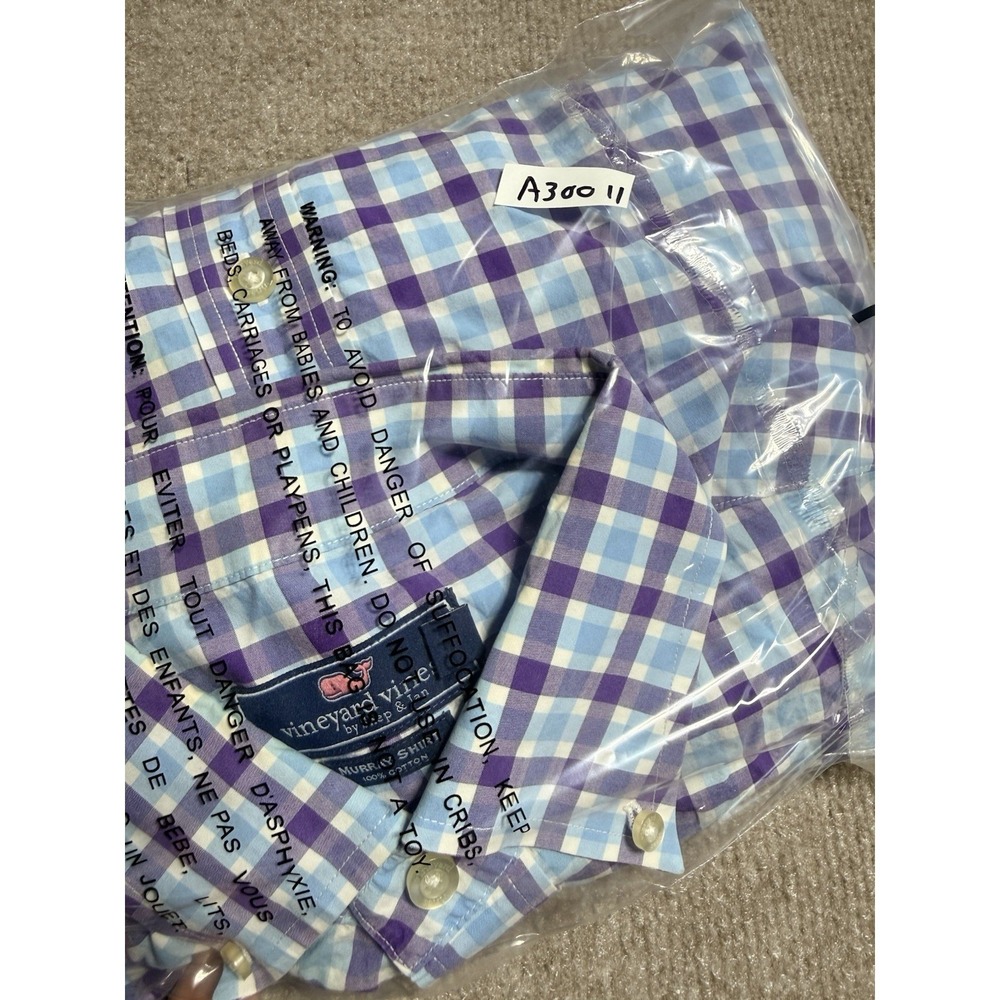 Vineyard Vines Murray Shirt Mens XXL Purple Blue Gingham Check Button Down - Picture 12 of 12